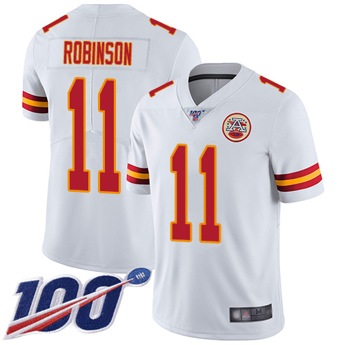 Youth Kansas City Chiefs #11 Robinson Demarcus White Vapor Untouchable Limited Player 100th Season Football Nike NFL Jersey->youth nfl jersey->Youth Jersey